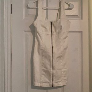 White Zip Front Jean Dress